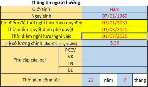 Tải file excel tính nghỉ hưu trước tuổi theo nghị định 178